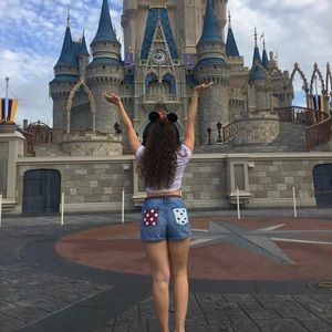 Hand-painted Disney High-Waisted Shorts
